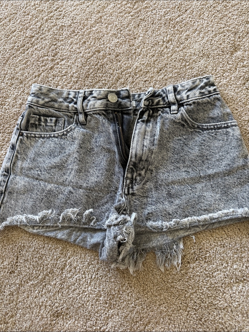 PacSun Washed Gray High-Rise Distressed Denim Shorts